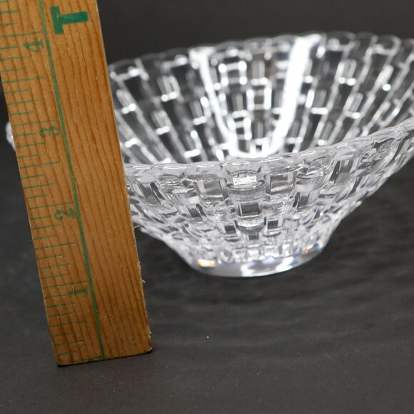 Nachtmann Bossa Nova Crystal Bowl Fine Bavarian Glass Serving Dish Basket Weave - Picture 8 of 10